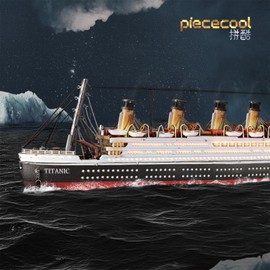 Piececool 3D Puzzle, Titanic Ship, British Luxury Cruise Ship, Metallic Nano Puzzle, 3D Metal Puzzle, Metal, Assembly Required, No Glue Needed, Difficulty 4 Stars, Intermediate, For Adults, Collection