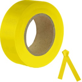 JIZHGRAD Yellow Flagging Tape,Surveyors Tape,1-3/16" × 300' Survey Tape,Tree Marking Ribbon,Non-Adhesive Plastic Ribbon,Trail Marking Tape
