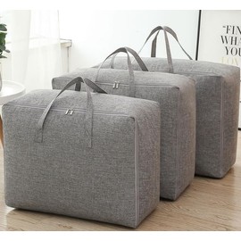 JEDWKFA 3 Pack Duvet Storage Bag Clothes Storage Bag with Zipper Waterproof for Duvet Laundry Clothes