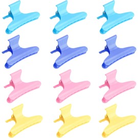 12 Piezas Pinzas Mariposas para Cabello, Pinzas para El Cabello para Mujeres, Pinzas para el pelo de salón, herramienta de peluquería para peinar seccionar cortar y colorear (4 colores)