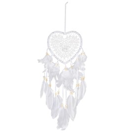 1 White Dream Catcher, Heart Hollow Pendant, Feather Pendant, Home Decoration, Bohemian Style Pendant