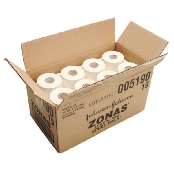 Zonas Athletic Tape, Porous, 1-1/2" Rolls, Box of 32