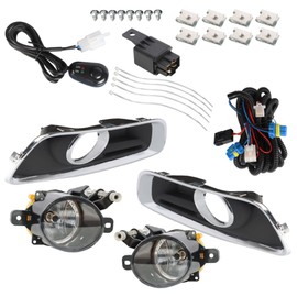 Silscvtt 2Pcs Fog Lights Assembly Replacement for 2013-2015 Chevy Malibu with Bulbs + Bezels + Harness Switch Kit Driver & Passenger Side