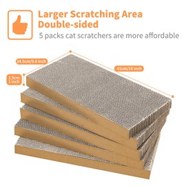 AGYM Cat Scratcher, 5 Packs in 1 Cardboard Box Cat Scratching Pad for Indoor Cats and Kitten, Cat Scratch Pad to Protect Furniture, Large Size