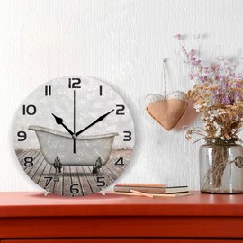 Qilmy - Reloj de pared para tina, diseño de pintura al óleo