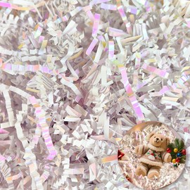 Diamond White Crinkle Paper Filler - 5 oz Crinkle Cut Paper Natural & Odor‑Free White Basket & Box Filler for Bridesmaids Proposal Boxes, Gift Baskets, Easter Baskets, Bags Decoration and Cookie Kits