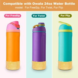 2 PCS Glitter Silicone Boot for Owala Water Bottle 24 oz, Anti-Slip Protective Sleeve for FreeSip/Twist/Flip Stainless Steel Water Bottles Accessories