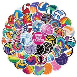 Volleyball Stickers,50 PCS Volleyball Graffiti Vinyl Waterproof Decals for Water Bottles Computer Bicycle Skateboard Luggage Phone Pad Laptop Kids Teens Stickers Pack