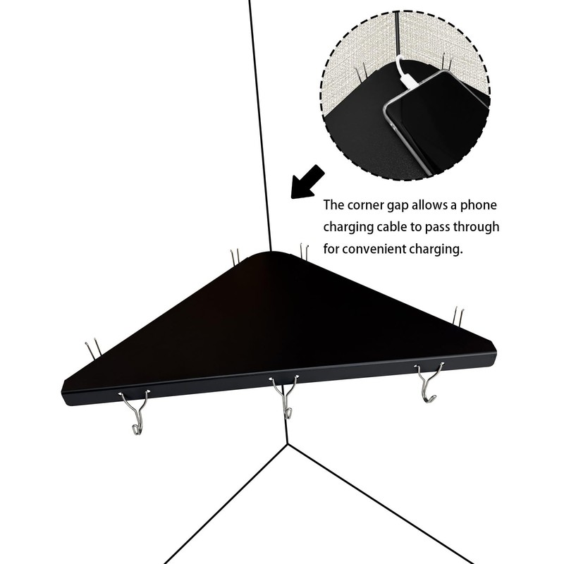 FEYRUN Metal Cubicle Corner Shelf with 3 Hooks for Office
