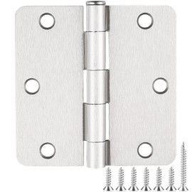 18 Pack Satin Nickel 3.5 Inch x 3.5" 1/4" Radius Interior Door Hinges Brushed Nickel 3-1/2 Door Hinge for Doors Bedroom Small Rounded Conner Standard Bifold Residential Door Hinge
