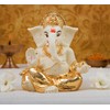 Gold Art India Poly Resin Gold Plated Gaddi Ganesh (8x7x5