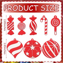 8PCS Christmas Tree Ornaments Xmas Candy Cane Hanging Ornaments Christmas Peppermint Lollipop Candy Hanging Decorations Red White Candy Hanging Charms with Rope for Christmas Tree Holiday Party Decor