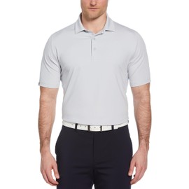 Callaway Men's Ventilated Classic Jacquard Short Sleeve Golf Polo, Stretch Seams, Moisture-Wicking (Available in Big & Tall), Gray Dawn, Large