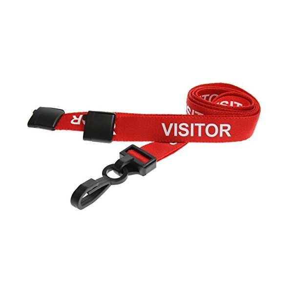 Customcard Visitor Plastic Clip Safety Breakaway Lanyard - Red (Pack of 10)