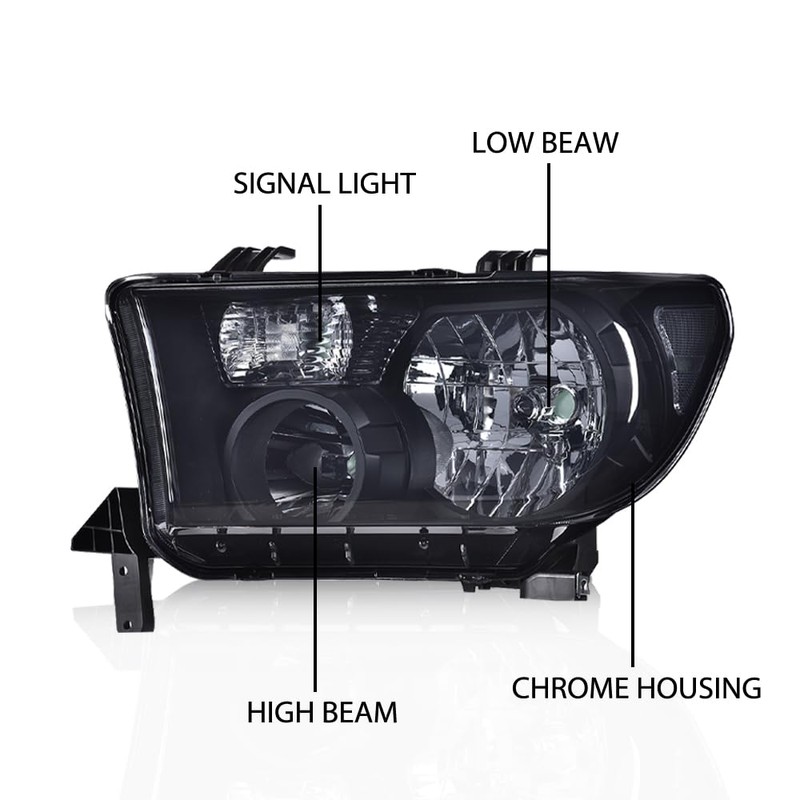 G-PLUS Front Headlights Assembly Pair,Compatible with 2007-2013 Toyota Tundra/Fit 2008-2017
