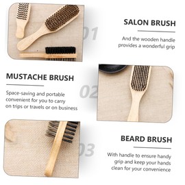 OHPHCALL Beard Cleaning Brush Kit 3pcs Beard Grooming Brush for Men Salon Double-Sided Natural Boar Bristles Wooden Handle