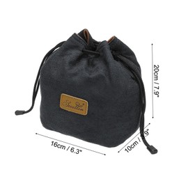 PATIKIL Soft Camera Pouch, M Size Shockproof Drawstring Lens Case Flannel Camera Lens Case Compatible for Nikon DSLR Camera Lens Water Cups, Black