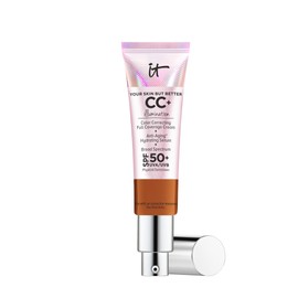 IT Cosmetics CC+ Cream Illumination (Rich Honey) - Radiant Full Coverage Foundation With SPF 50+, Color Corrector & Hydrating Anti-Aging Serum, Hydrolyzed Collagen + Peptides - 1.08 fl oz