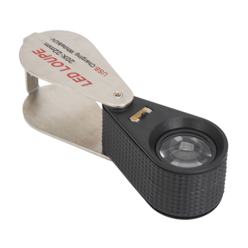 20X Folding Magnifying Glass Portable Rechargeable Pocket Magnifier with LED