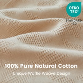 BISELINA 100% Cotton Duvet Cover Set Waffle Weave Houndstooth 2PCS (1 Duvet Cover and 1 Pillow Sham) Soft & Lightweight Breathable Farmhouse Bedding Set for All Season - Khaki, Twin Size