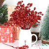 CCINEE 24 Pack Christmas Artificial Red Berry Stems,6.9 Inch Xmas