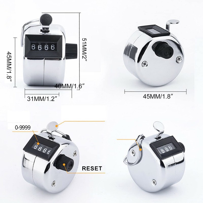 2 Pack Hand Tally Counter, Clicker Counter Handheld 4 Digit