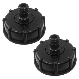 SyiXute 2 Pcs IBC Tank Adapter,IBC Tank Valve for S60X6 to 4 Water Storage Tank Tap,3/4" Course Threaded Storage Tank Cover Tap Water Butt Storage Tank Hose Fitting Parts,Black