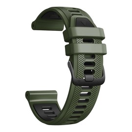 YOCAHU Compatible with Garmin Forerunner 965, 955, 945, 935 Replacement Band, 22mm Wide Interchangable Bands for Fenix 7, Fenix 6 GPS, Fenix 5 Plus Smart Watch (GREEN-BLACK)