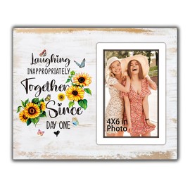 Friends Picture Frame, Sister Picture Frame Tourist Memorial Frame Sister Gift-Friends Gift-Best Friend Gift-Long Distance Friendship Gift-Christmas Gift-Wood Photo Frame For 6''×4'' Photo Desk Deco