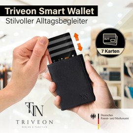 Triveon Smart Wallet with Coin Pocket - Card Case, Wallet, ID & Card Sleeves for Men, Smart Wallet, Card Wallet, Small Wallet, Slim, RIFD Protection, carbon, Modern