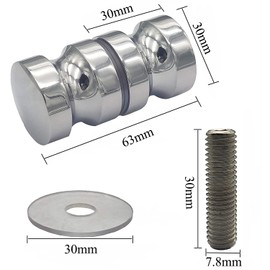 ZKSM 2 Set Shower Screen Handle Bathroom Door Handle Knob with Solid Stainless Steel for Replacement Groove Glass Door(Install Screw 7.8x30mm)