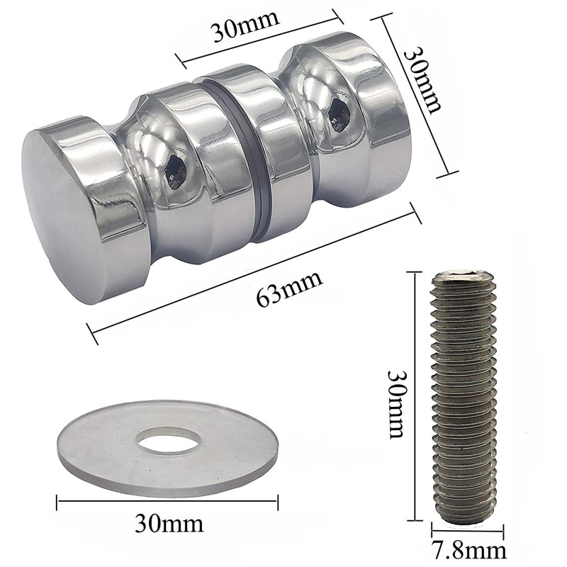 ZKSM 2 Set Shower Screen Handle Bathroom Door Handle Knob