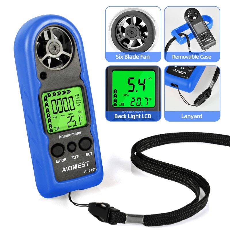 AIOMEST Mini Wind Speed Meter Handheld HAVC Digital Anemometer, Wind
