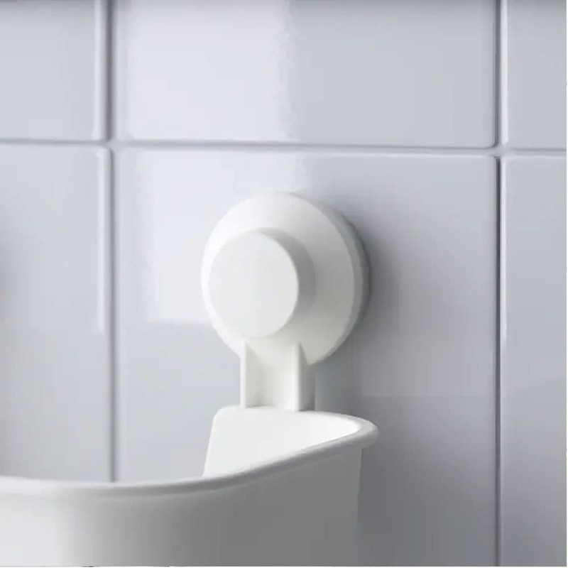 Ikea Tisken Basket with Suction Cup for Storage, White(Polycarbonate Plastic,