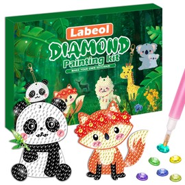 Labeol Arts and Crafts for Kids - Creat Your Own GEM Keychains-5D Diamond Painting by Numbers GEM Kits for Kids Girls Toddler Age 6-7 6-8 10-12… (Animal)