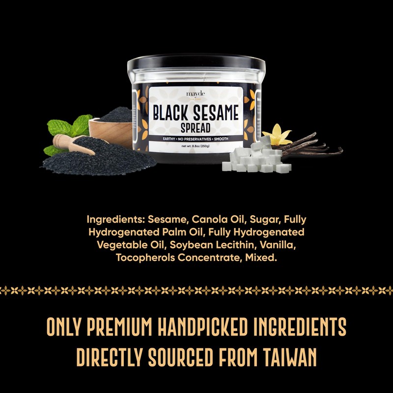 Mayde Black Sesame Paste Spread, Premium Ground Black Sesame Jam