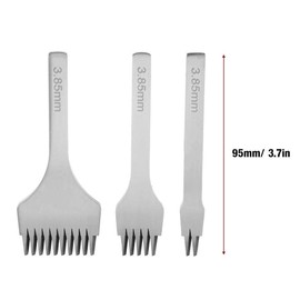 Leather Punch Tool Set White Steel 2/5/10 Prong Leather Punch Tool Set Craft Lacing Sewing Chisel Set Pitch 2 7 mm/3 mm/3.38 mm/3.85 mm for Leather Crafts 3 Pieces (3.85 mm