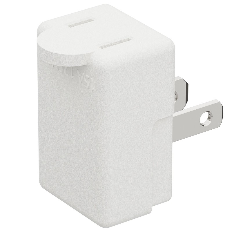 90 Degreen 2 Prong Adapter, Plugrand Up Angled Nema 1-15P