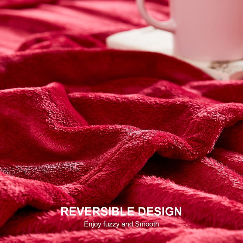 EHEYCIGA Fleece Blanket Red Throws for Sofas Fluffy Warm Soft