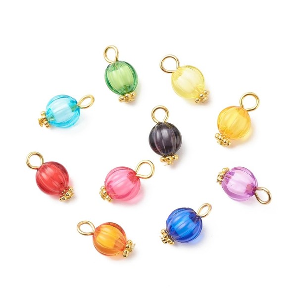 Gelirda 100pcs Mixed Color Transparent Acrylic Pumpkin Shape Pendant Round