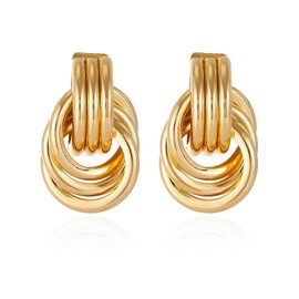 GAOKOXI Gold Statement Geometric Earrings for Women Chunky Gold Knot Link Drop Dangle Earrings Trendy Jewelry Gift