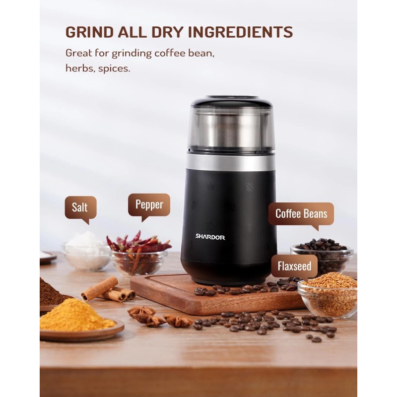Shardor Electric Coffee Grinder Super QuietÂ Coffee Bean Grinder w/ Stainless