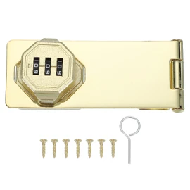 MECCANIXITY Password Rotary Hasp Locks, Mechanical Cabinet Combination Latch Locks 5" Security Keyless Rotary Hasp Latch Lock No Drilling for Shed Door Sliding Closet Bathroom Outdoor Gold