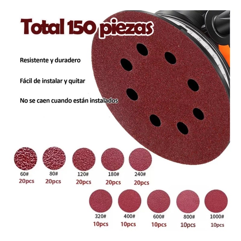 Generic 150 Discos De Lijas Orbital De 5 Pulgadas 60-1000(10tamanos)