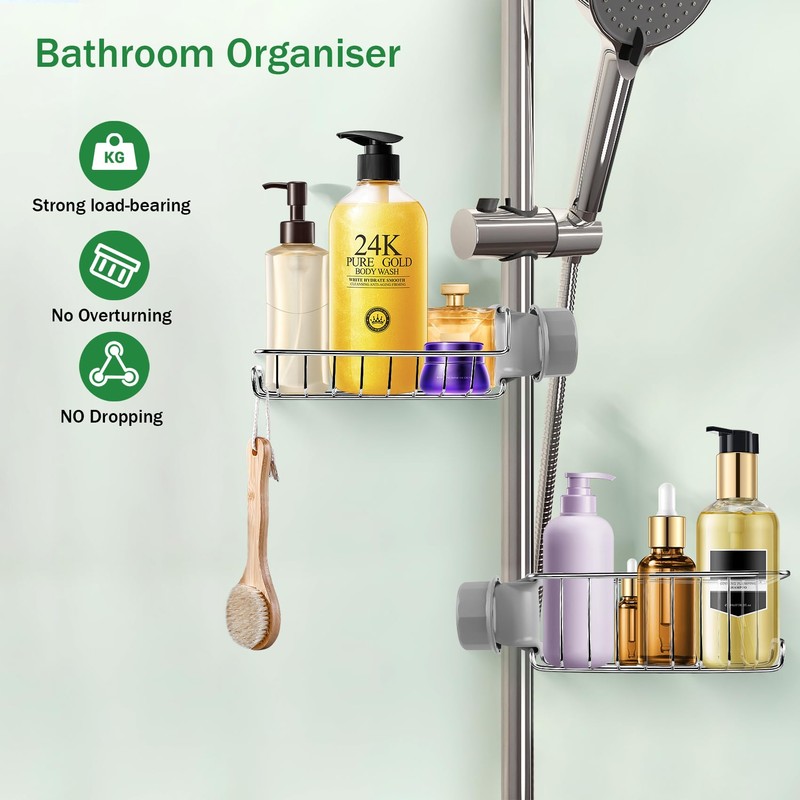 CoFvHo Shower Caddy Shelf No Drill 2 Pcs, Stainless Steel