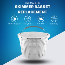 Swimables Pool Skimmer Basket for Inground Pool Compatible with Pentair U-3 Skimmer Basket and Hayward SP1070 Pool Basket | Built-in Brass Weight | 316 Stainless Steel Handle & Convenient Rubber Grip