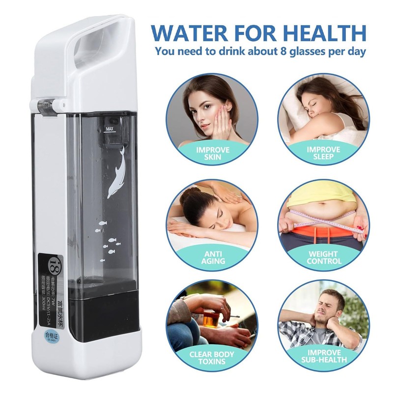 Hydrogen Water Bottle, Portable Hydrogen Water Ionizer Machine, 1500-3000ppb 300ML