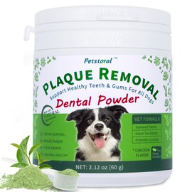 Petstoral Petstoral Plaque Removal Natural Dental Powder - Dog Dental Care and Bad Breath Treatment, Healthy Teeth & Gums for All Dogs, Chicken & Egg Yolk Flavor Dog Teeth Cleaning Powder - 2.12 oz