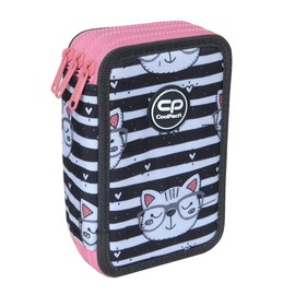 CoolPack Catnip XXL Pencil Case 3 Compartments School Pencil Case Triple Pencil Case for Girls Boys Pencil Case 44 Pieces Filled Pencil Case 3-Tier