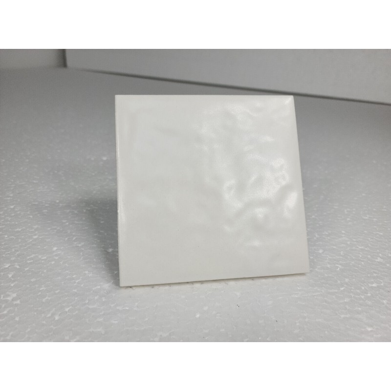 Snow White Vintage White Ceramic Tile 4.25 in Rippled Matte